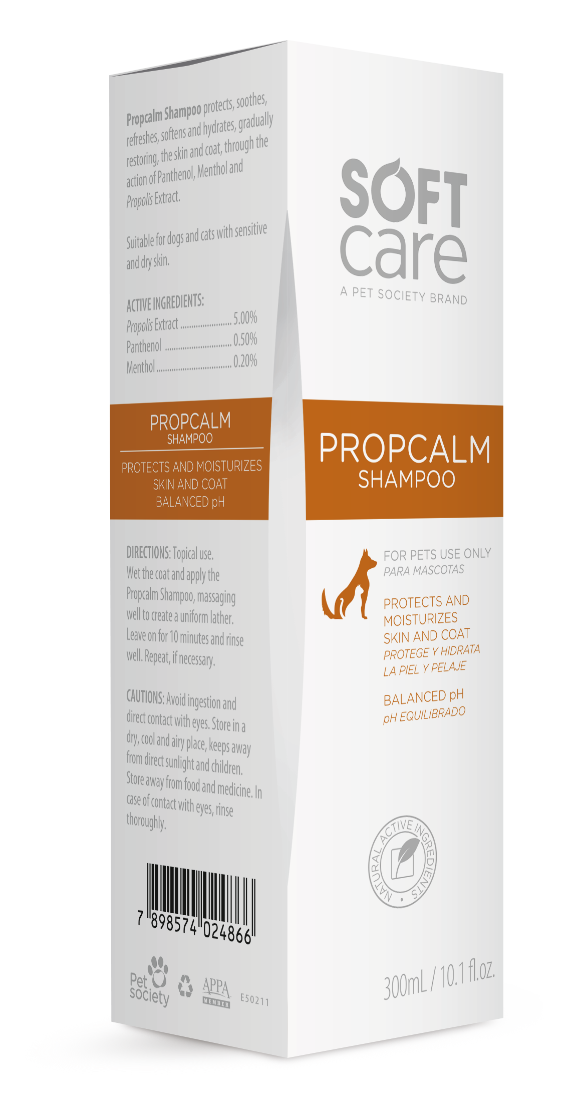 Shampoo para Perros y Gatos Soft Care Propcalm 300 Ml